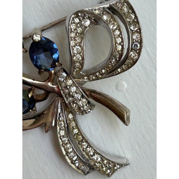 Flower Bouquet Rhinestone DEWEES 1930s RARE Vintage Signed Sterling Dewees - Picture 8 of 10